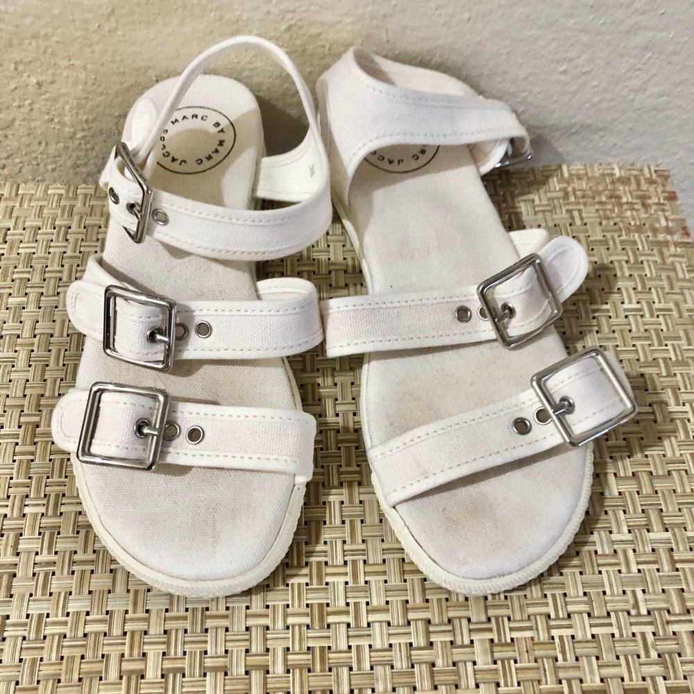 Marc Jacobs White Women’s Triple-Strap Buckle Sandals